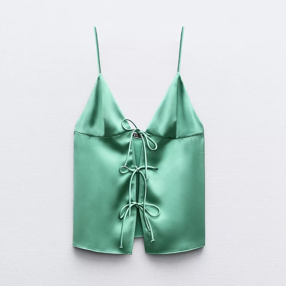 Zara Mint Green Satin Top